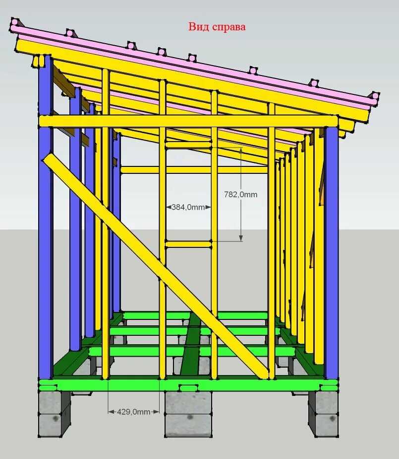Каркасный сарай схема