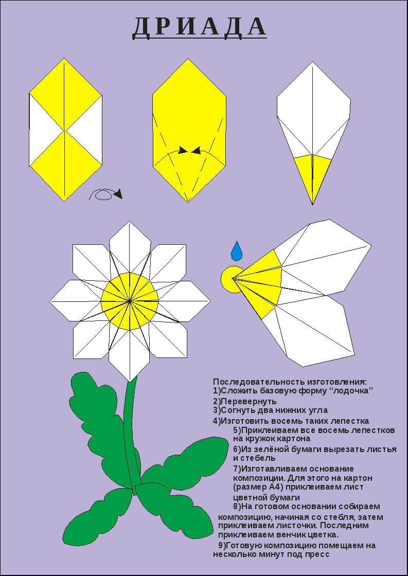 Оригами цветок схема для детей