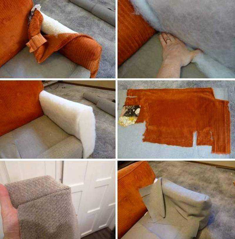 Как перетянуть диван своими руками пошагово - полностью, подлокотники и спинку