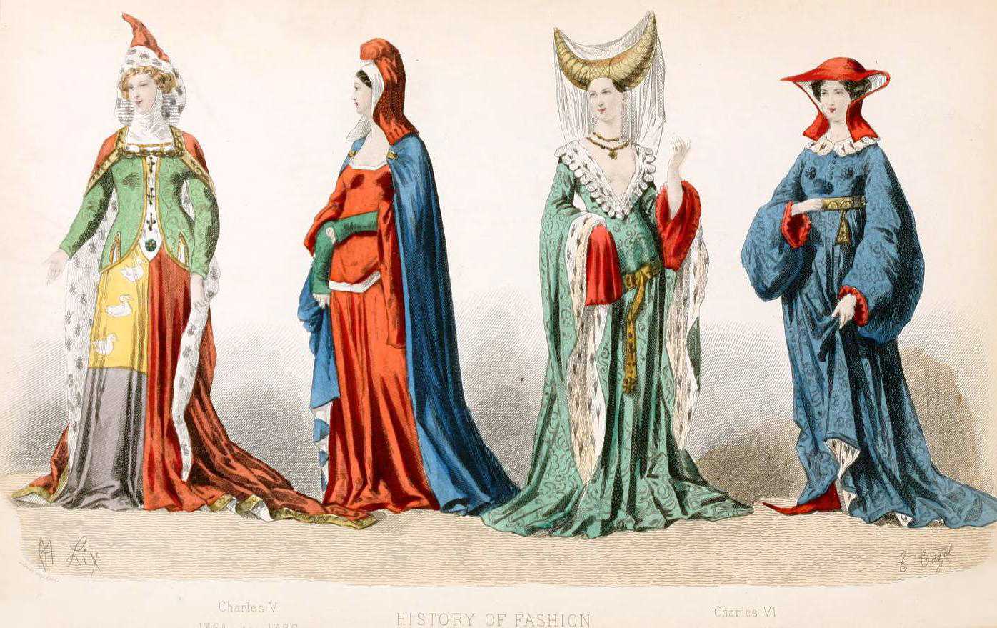 Варианты средневековой одежды и различные детали образа
