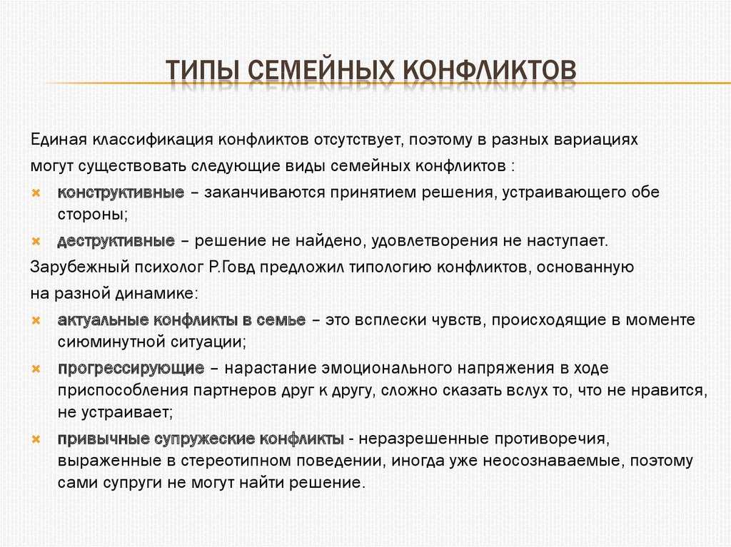 Семейные конфликты презентация