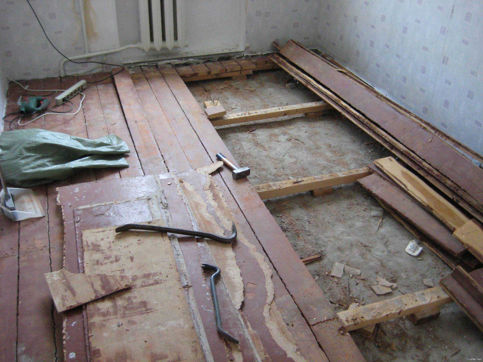 Замена деревянного пола на бетонный в частном доме