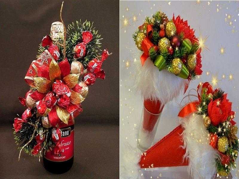 Новогодние букеты своими руками пошагово, фото идеи