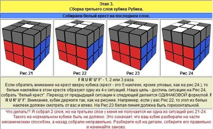 Схема для сборки кубика рубика 3х3 для начинающих в картинках пошагово