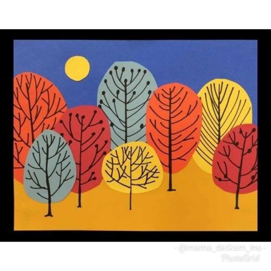 Осенний пейзаж из цветной бумаги