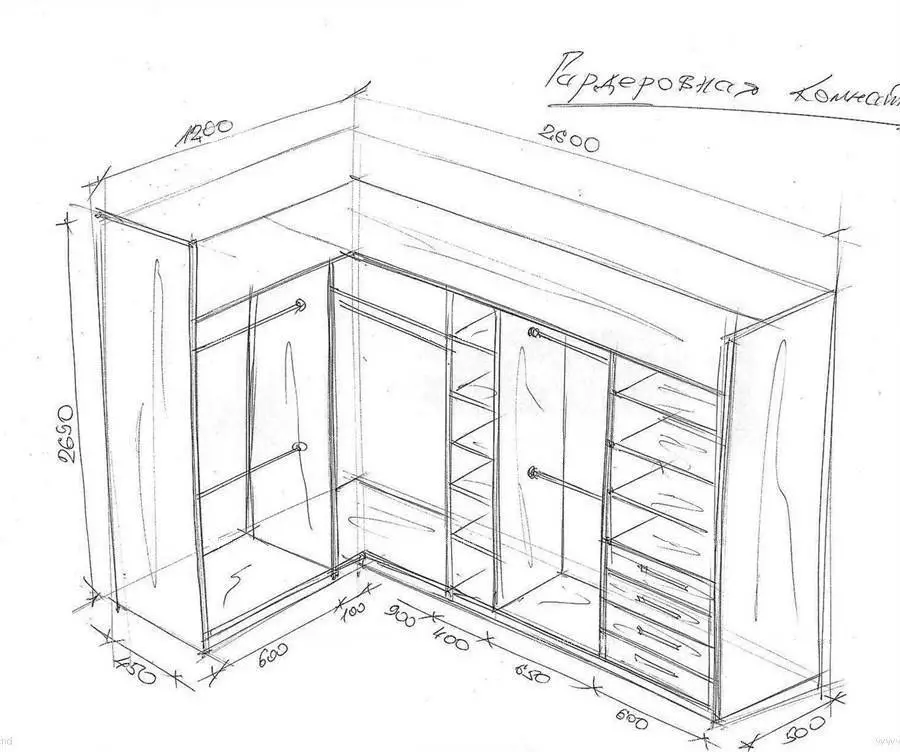 Гардеробный шкаф чертеж