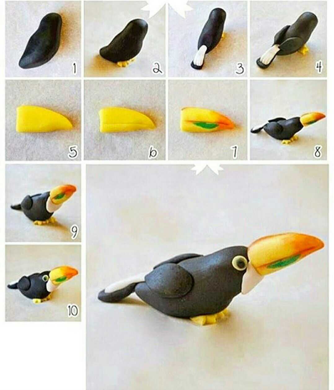 Как слепить из пластилина попугая поэтапно для начинающих фото пошагово