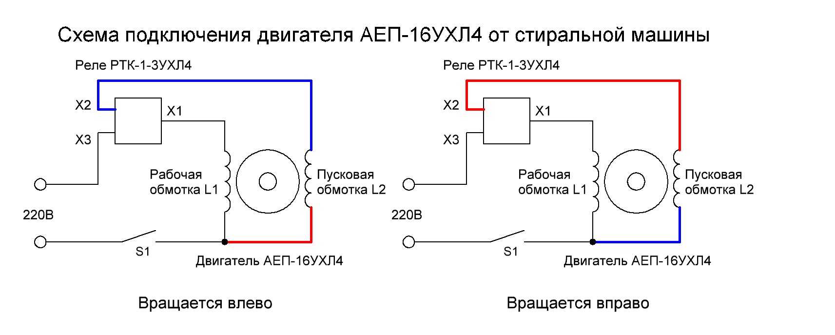 Схема подключения электродвигателя стиральной машины